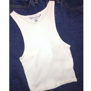 AE White Ribbed Crop Top | XXS